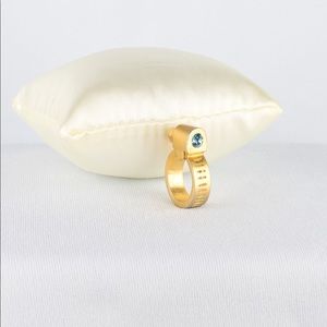 Pulccino designer gold tone statement ring with stunning turquoise stone.